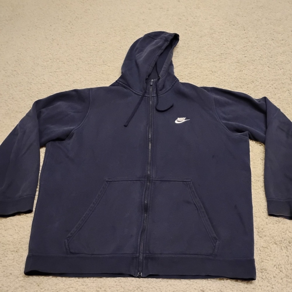Nike Hoodie Mens 2XL Blue Full Zip Jacket Sweatshirt Gym Run Y2K Skate Designer